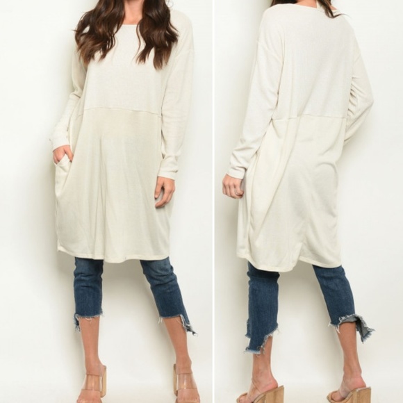Trend Setter Diva Boutique Tops - OATMEAL TUNIC KNIT TOP